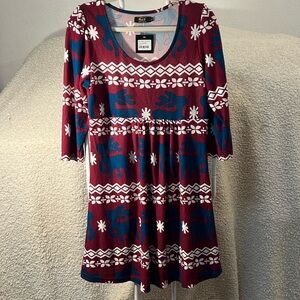 R & B Collection  Reindeer Burgundy Holiday  Dress / tunic